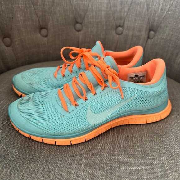 Nike Free 3.0 Sneakers Womens Sz 9.5 Teal Orange Athletic Running Shoes - Picture 5 of 10